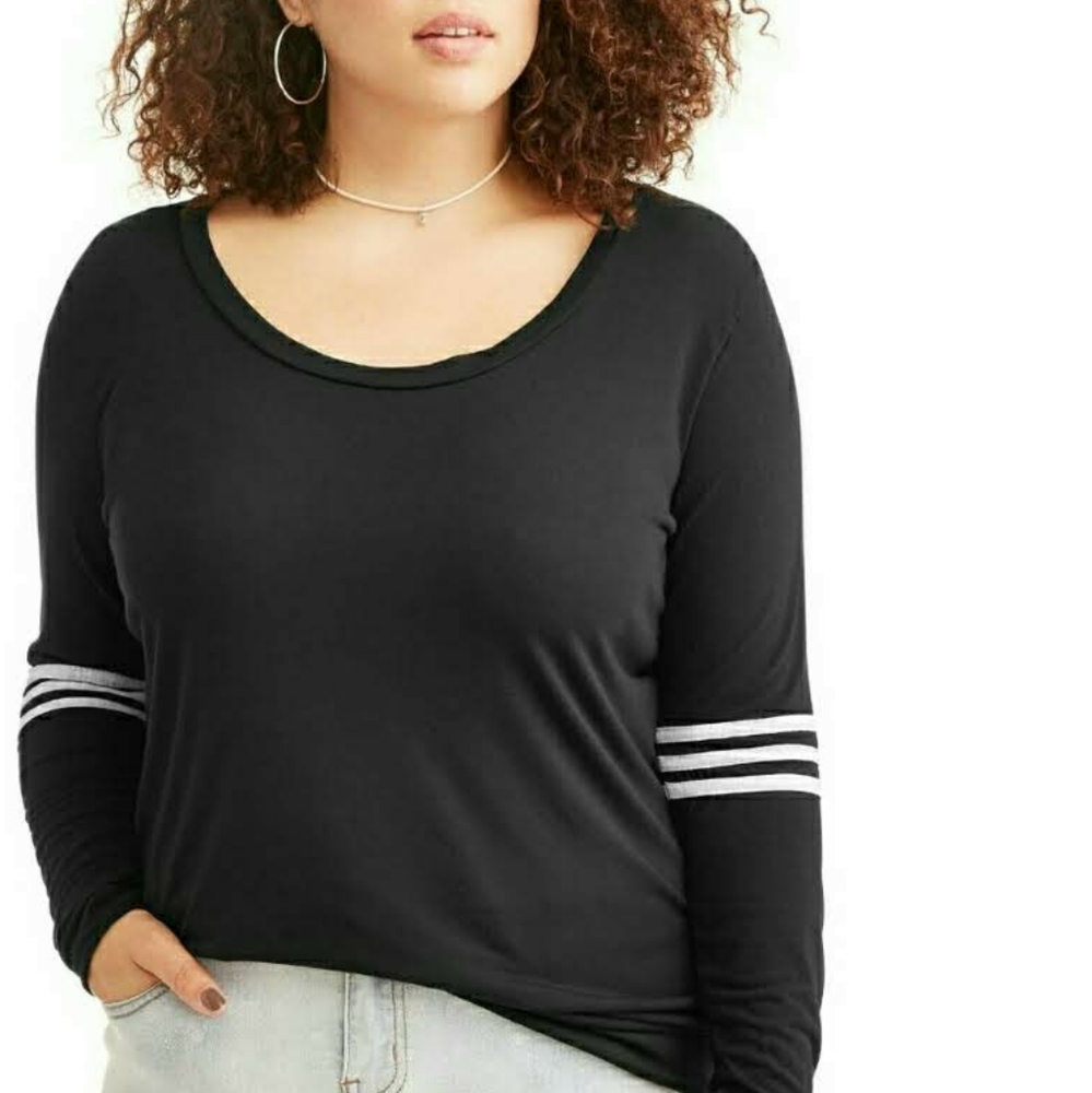 New Poof Apparel Varsity Style Knit Long Sleeve Tee